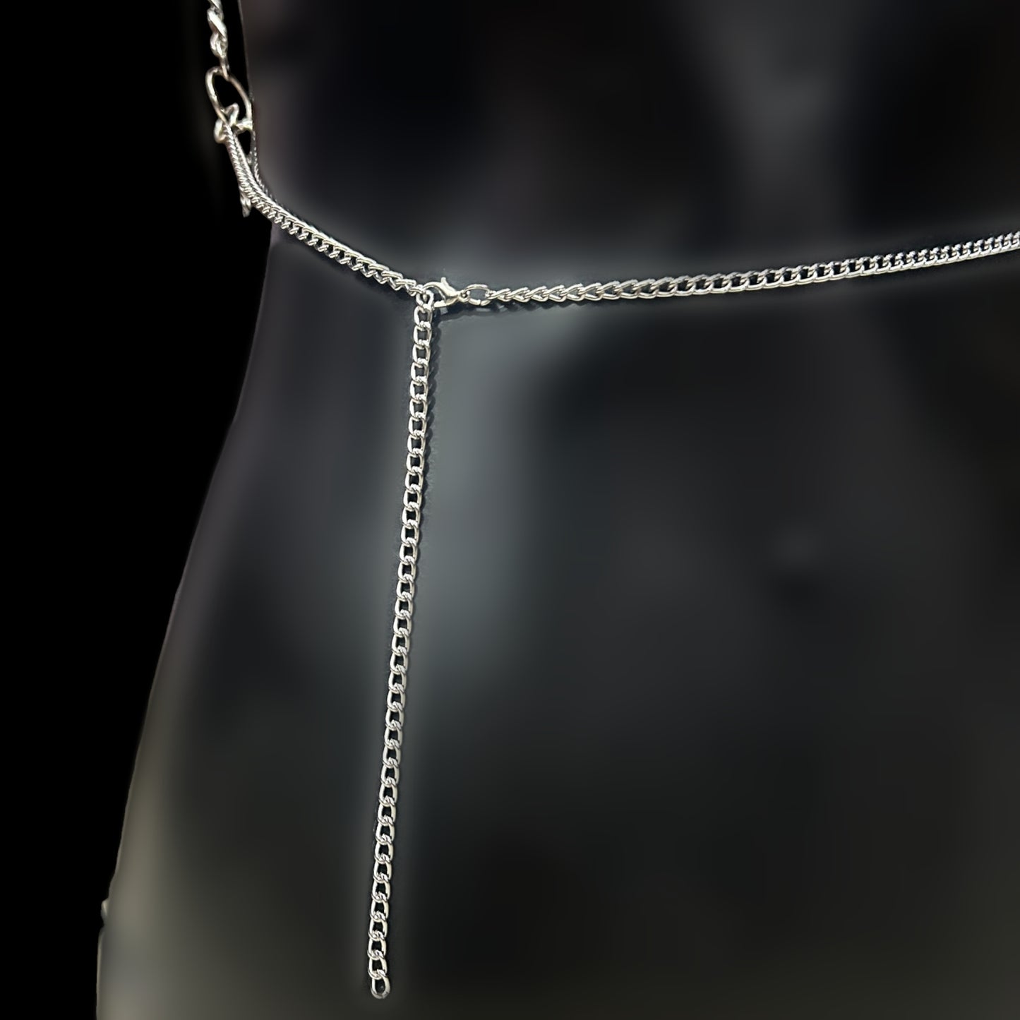 Back-view of body jewelry for women. For bust sizes 32" to 36" only.