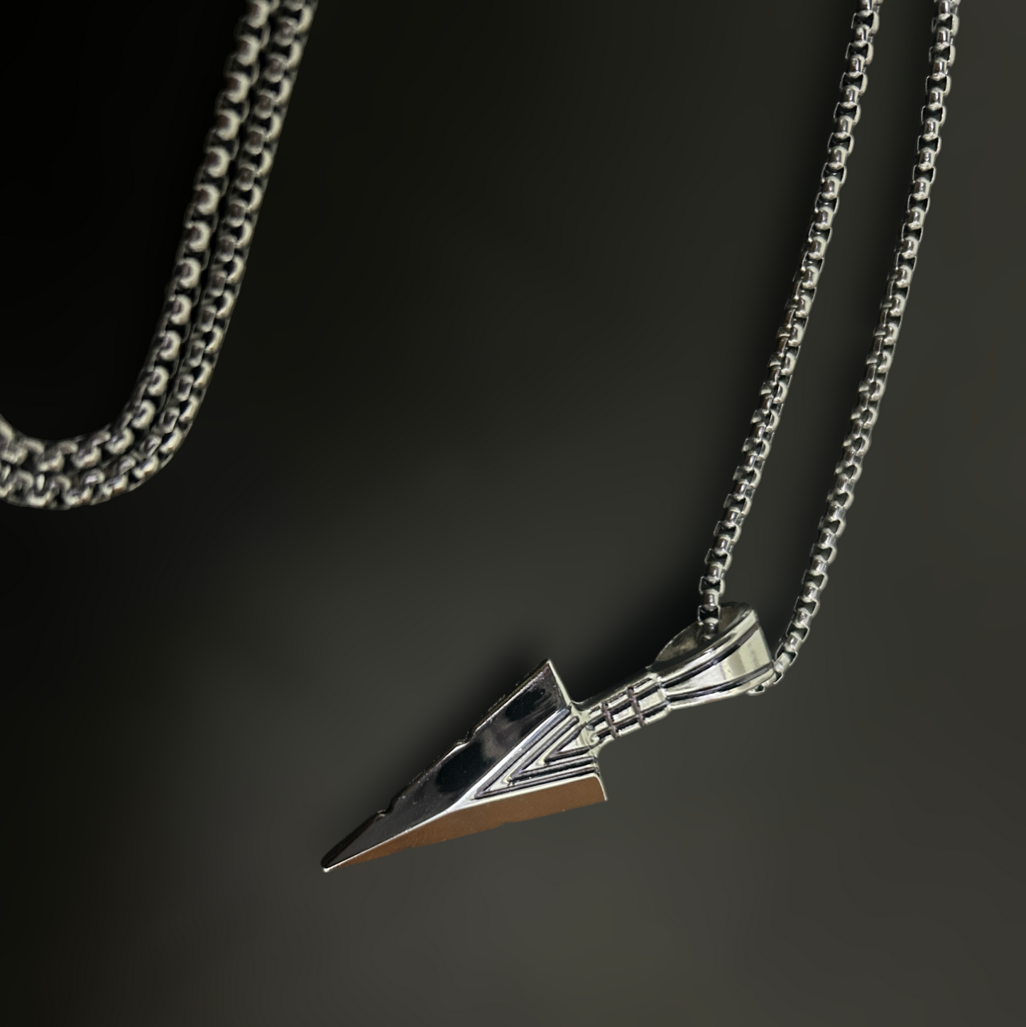 Phantom Cat Phantom Spear Necklace - Sharp-edged spearhead pendant, heavy-duty metal, gothic and rock star jewelry India.