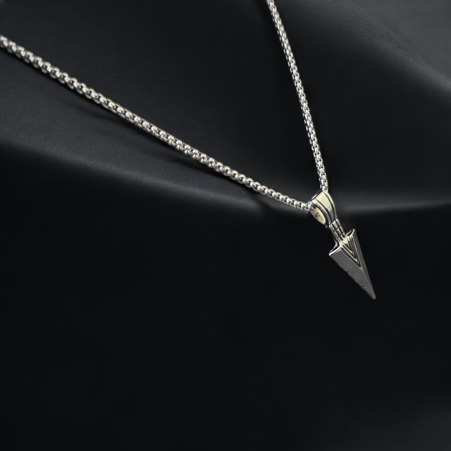 Phantom Cat Phantom Spear Necklace - Sleek, angular spearhead pendant, minimalist grunge jewelry India, anime fashion.