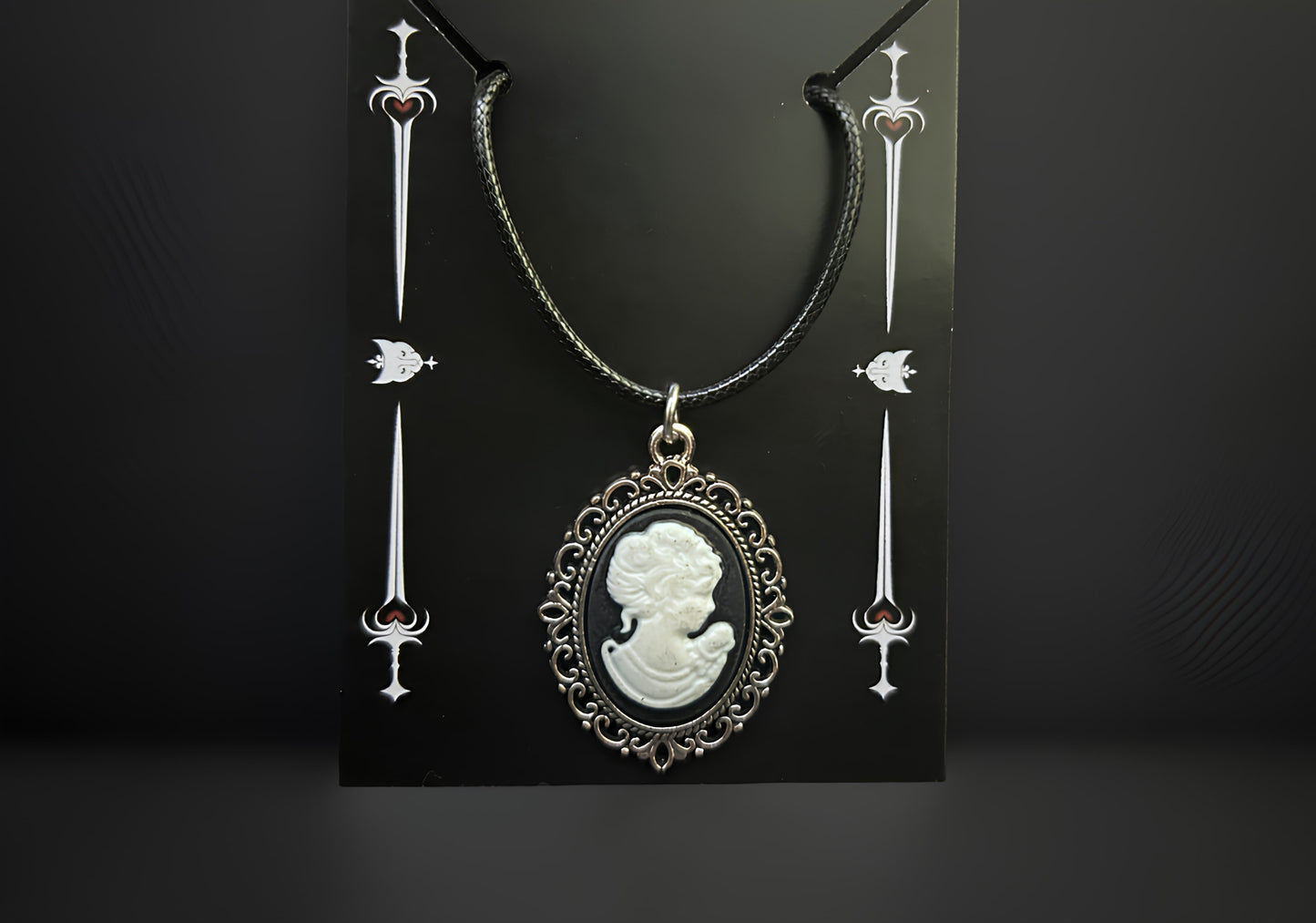 Shop fantasy-inspired gothic collar displayed on bust - for alt and grunge fashion lovers across India. Perfect for Victorian cosplay, occult styling, or witchy nightwear.