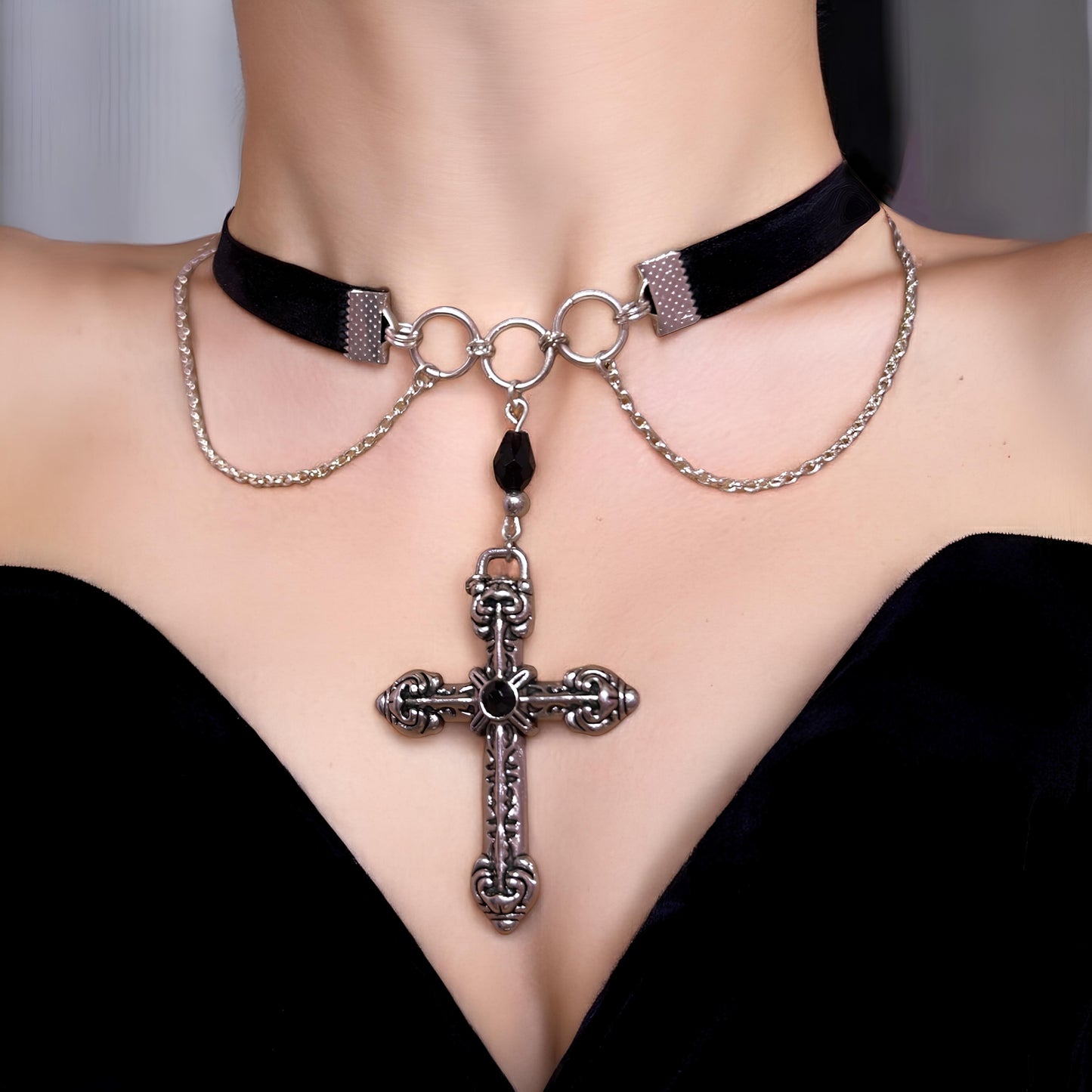 Nocturnal Faith Cross Choker