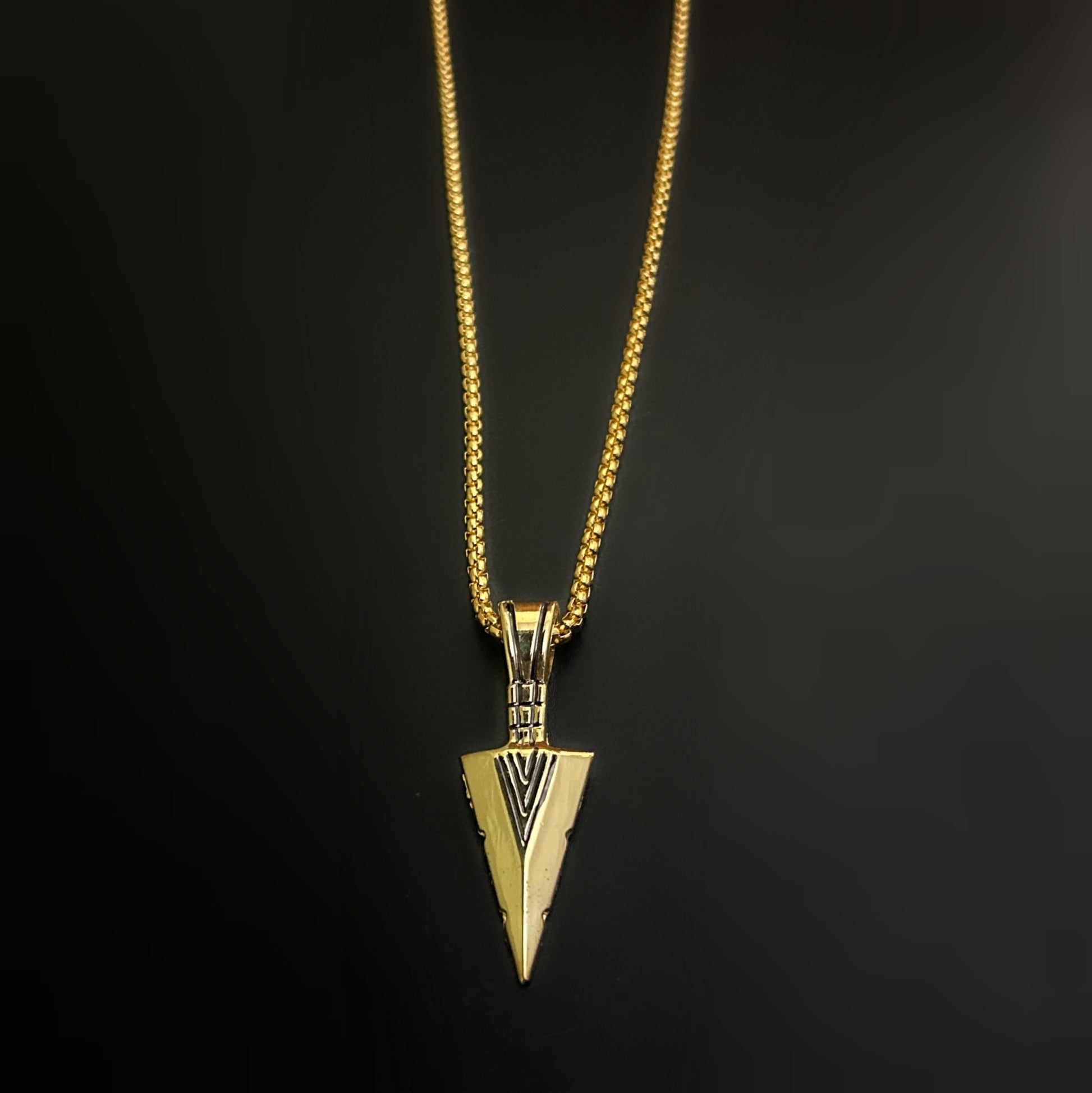 Phantom Spear Necklace by Phantom Cat in Gold. Grunge, Y2K affordable jewelry with PAN India Shipping. 