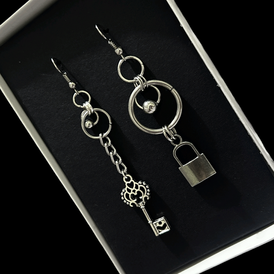 Lock and Key Dangle Earrings