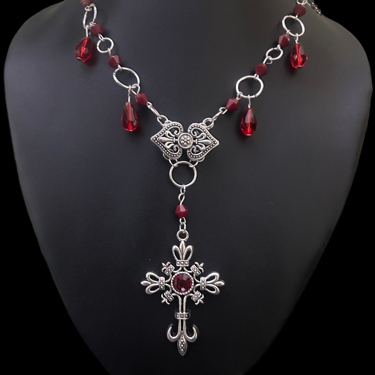 Ruby Cross Choker Necklace