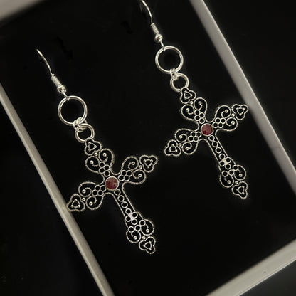 Black Requiem Gothic Cross Earrings